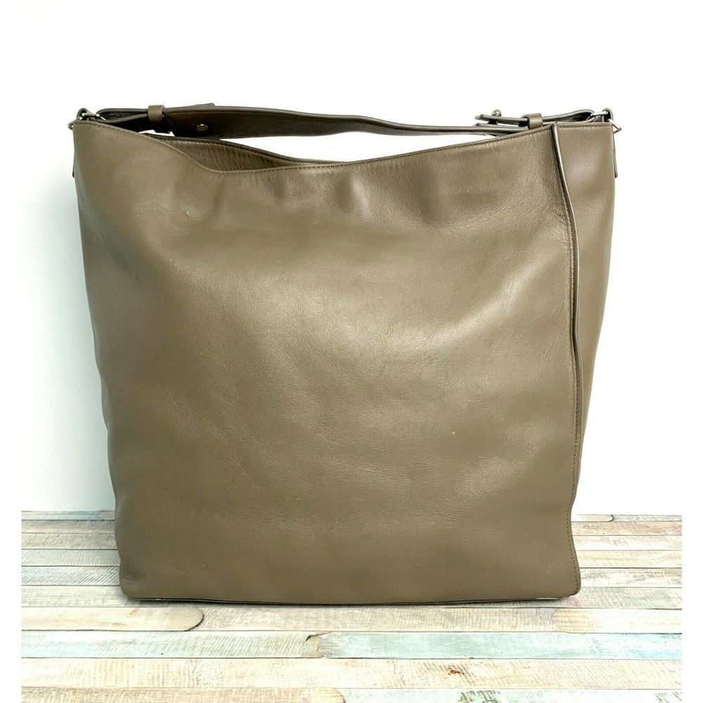 ALLSAINTS MUSHROOM GRAY GENUINE LEATHER HOBO TOTE SHOULDER BAG HANDBAG PURSE